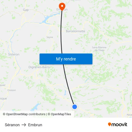 Séranon to Embrun map