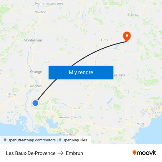 Les Baux-De-Provence to Embrun map