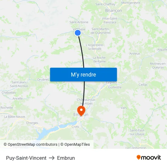 Puy-Saint-Vincent to Embrun map