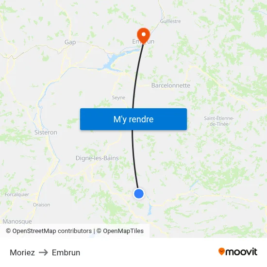 Moriez to Embrun map