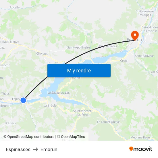 Espinasses to Embrun map
