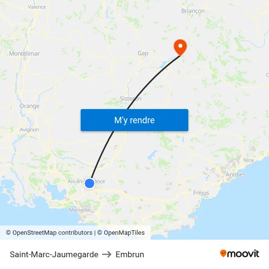 Saint-Marc-Jaumegarde to Embrun map
