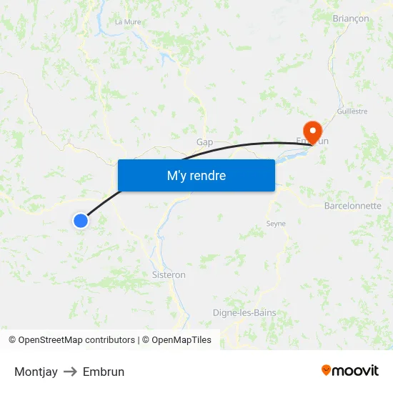 Montjay to Embrun map