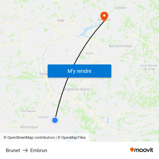 Brunet to Embrun map