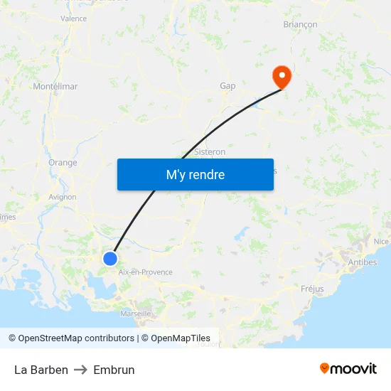 La Barben to Embrun map