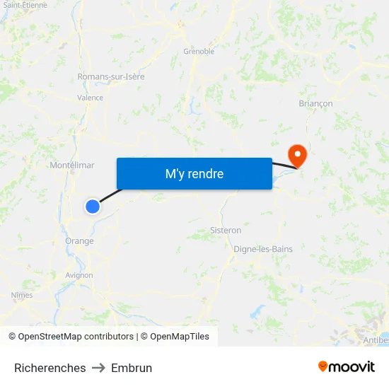 Richerenches to Embrun map