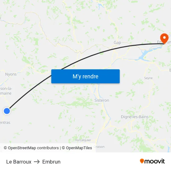 Le Barroux to Embrun map