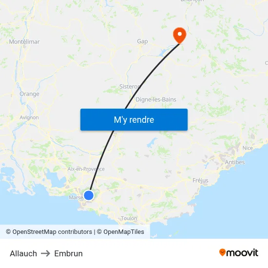 Allauch to Embrun map