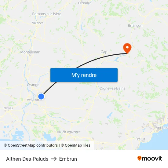 Althen-Des-Paluds to Embrun map