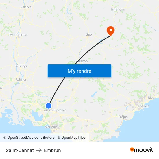 Saint-Cannat to Embrun map