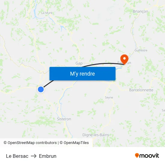 Le Bersac to Embrun map