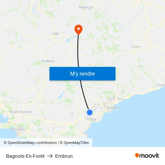 Bagnols-En-Forêt to Embrun map