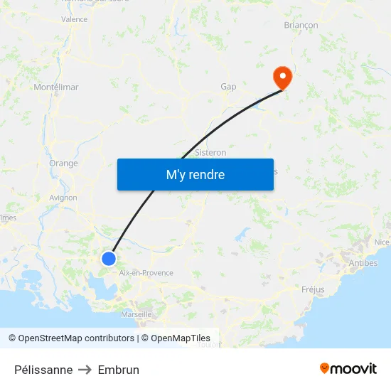 Pélissanne to Embrun map