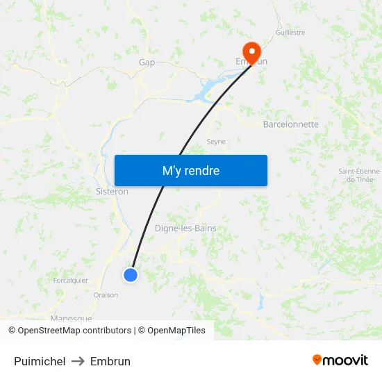 Puimichel to Embrun map