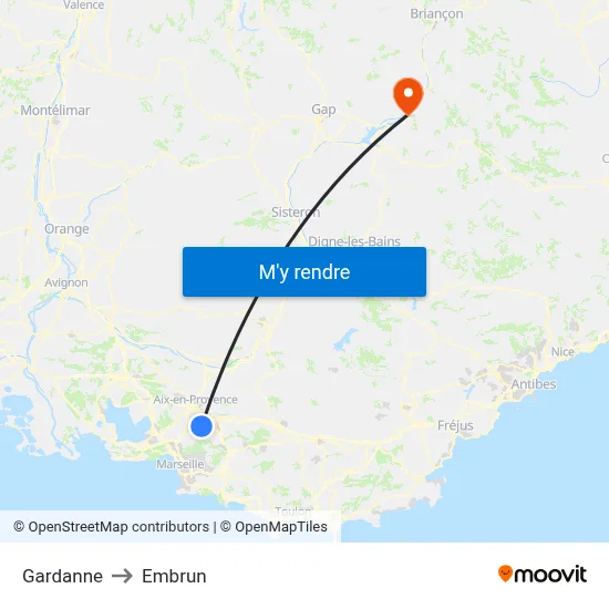 Gardanne to Embrun map