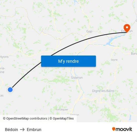 Bédoin to Embrun map