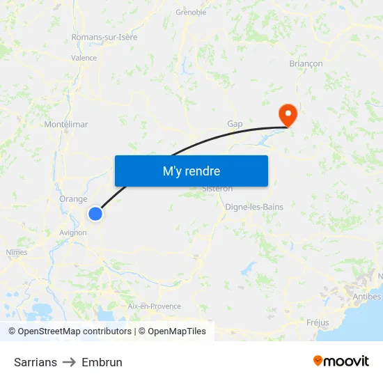 Sarrians to Embrun map