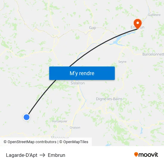 Lagarde-D'Apt to Embrun map