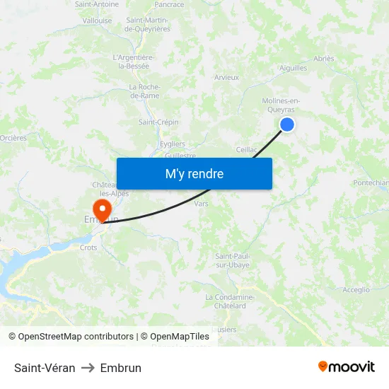 Saint-Véran to Embrun map