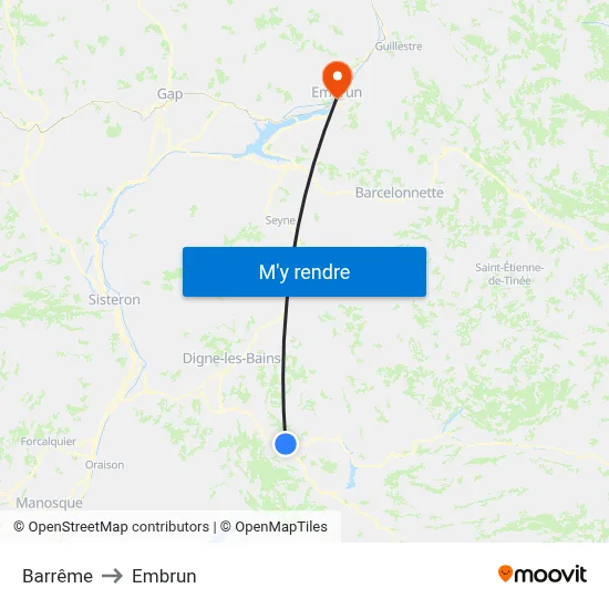 Barrême to Embrun map