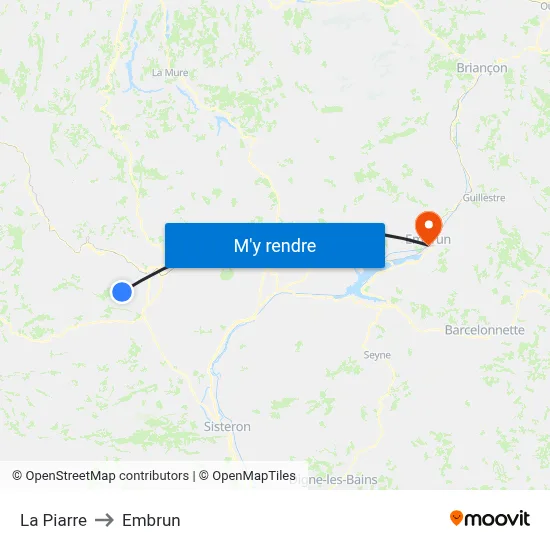 La Piarre to Embrun map