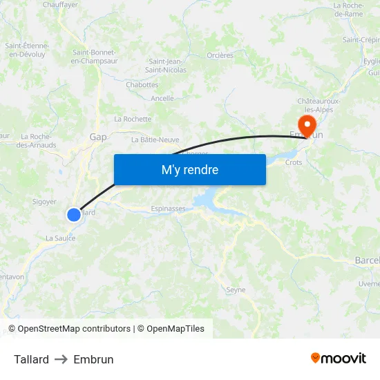 Tallard to Embrun map