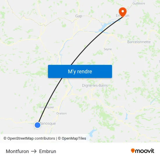 Montfuron to Embrun map