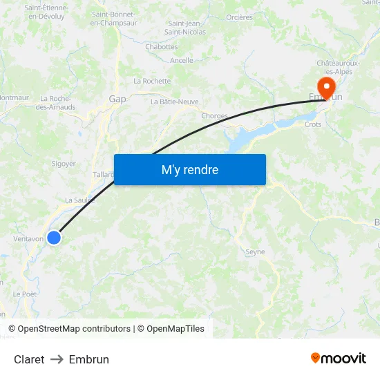 Claret to Embrun map