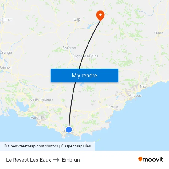 Le Revest-Les-Eaux to Embrun map