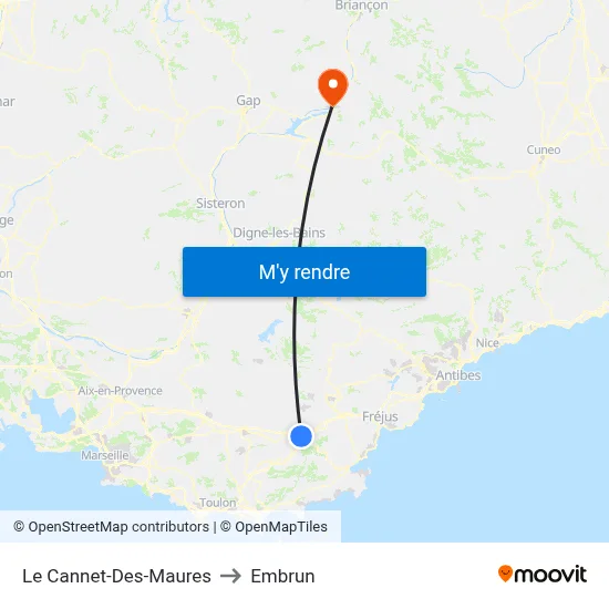 Le Cannet-Des-Maures to Embrun map