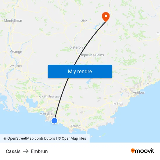 Cassis to Embrun map