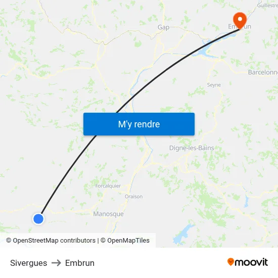 Sivergues to Embrun map