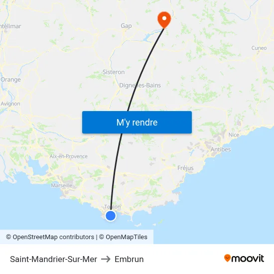 Saint-Mandrier-Sur-Mer to Embrun map