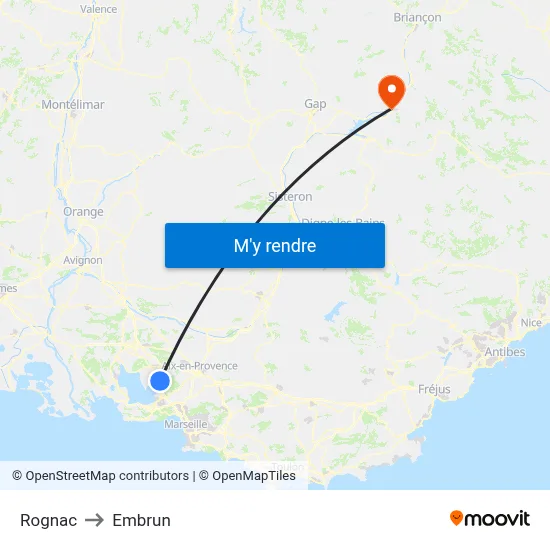 Rognac to Embrun map