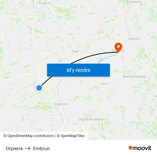 Orpierre to Embrun map