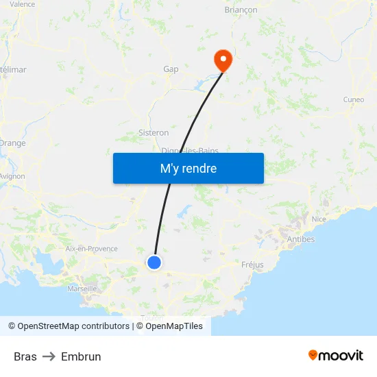 Bras to Embrun map