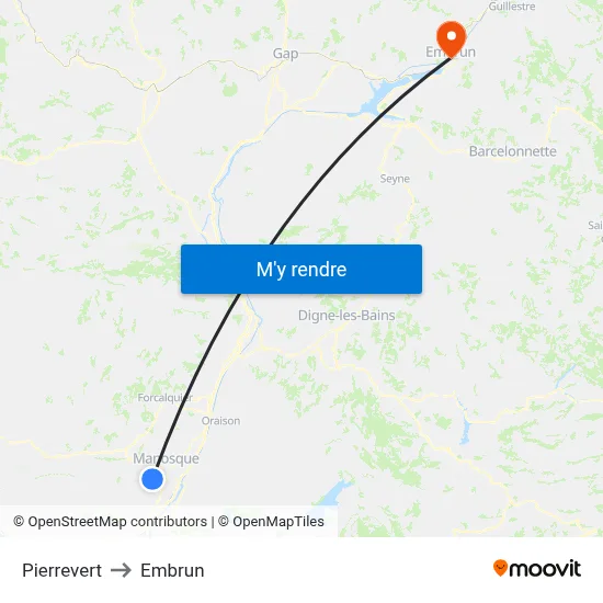 Pierrevert to Embrun map