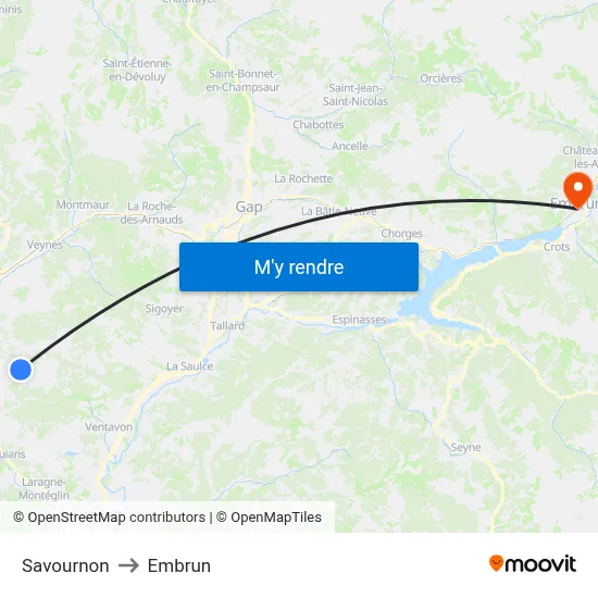 Savournon to Embrun map