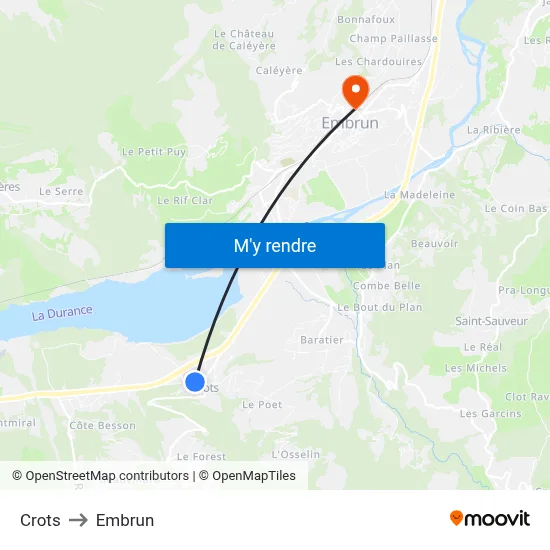 Crots to Embrun map