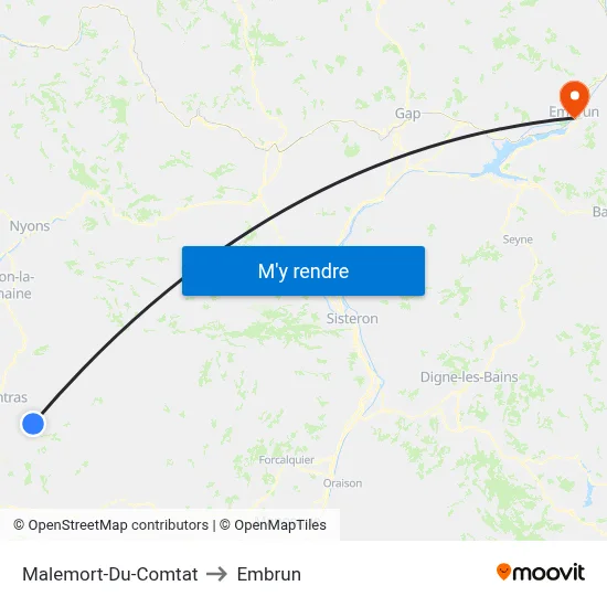 Malemort-Du-Comtat to Embrun map