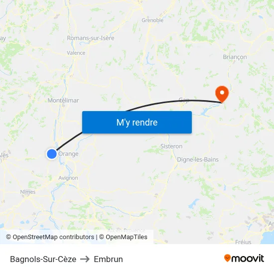 Bagnols-Sur-Cèze to Embrun map
