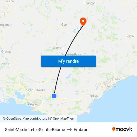 Saint-Maximin-La-Sainte-Baume to Embrun map