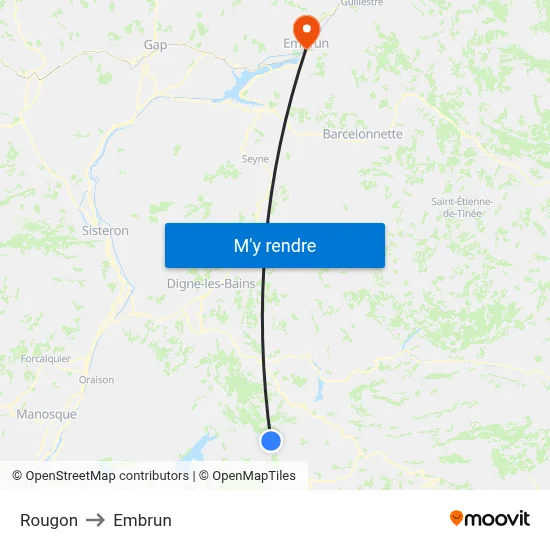 Rougon to Embrun map