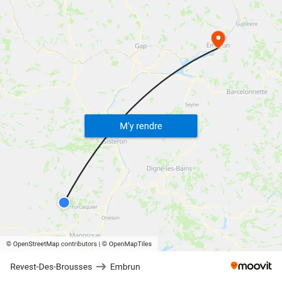 Revest-Des-Brousses to Embrun map