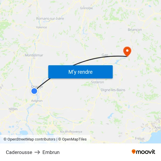 Caderousse to Embrun map