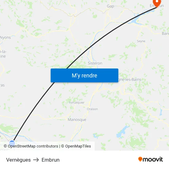 Vernègues to Embrun map