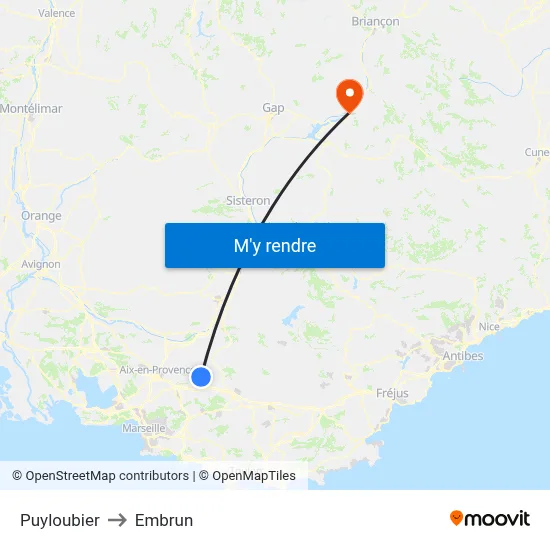 Puyloubier to Embrun map