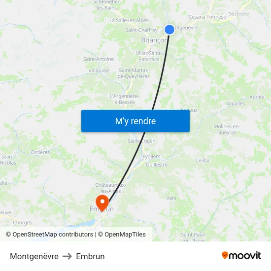 Montgenèvre to Embrun map