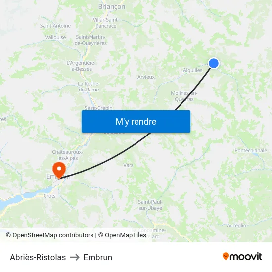 Abriès-Ristolas to Embrun map