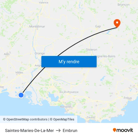 Saintes-Maries-De-La-Mer to Embrun map